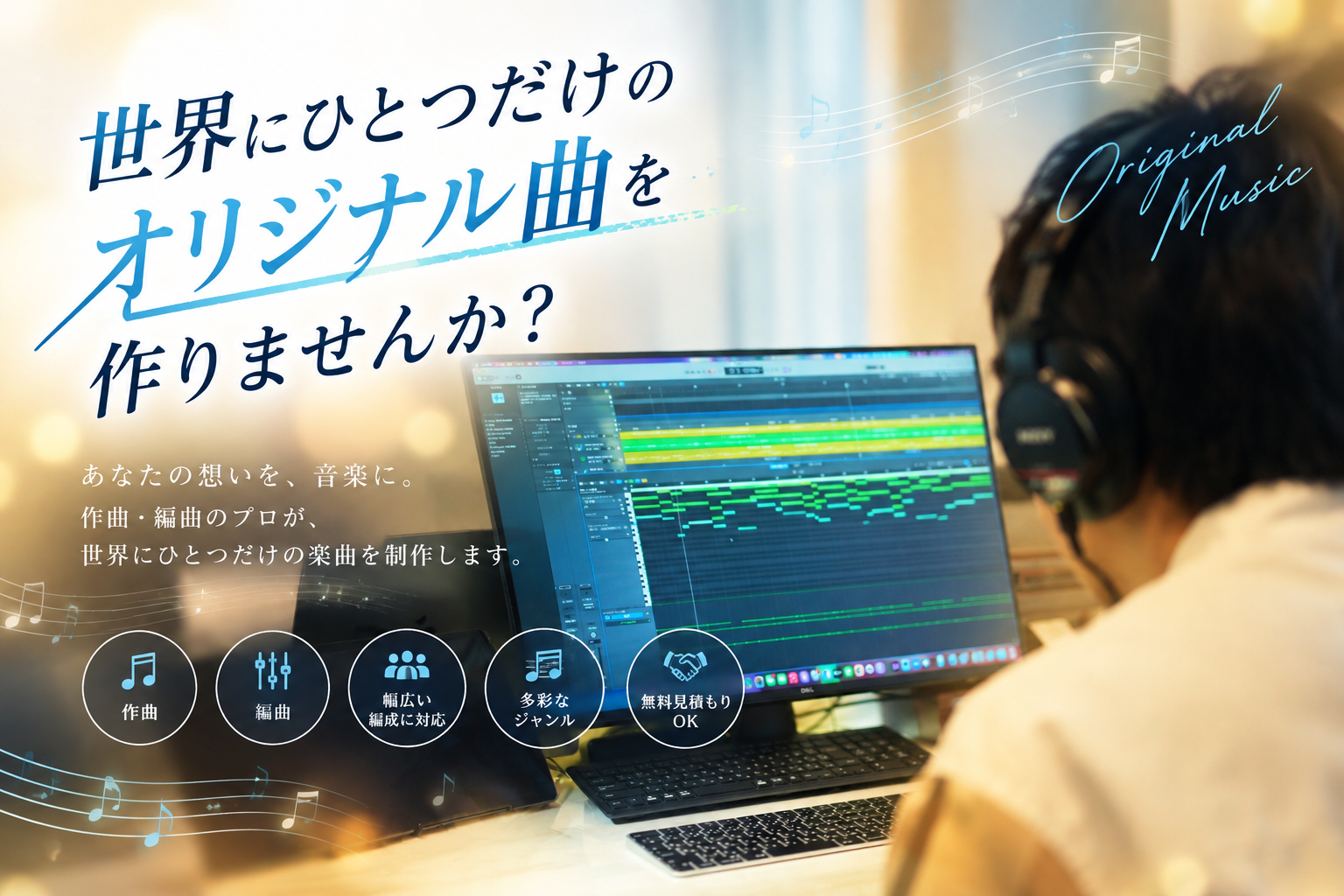 あなたの想いを音楽に。世界にひとつだけのオリジナル曲を作りましょう。